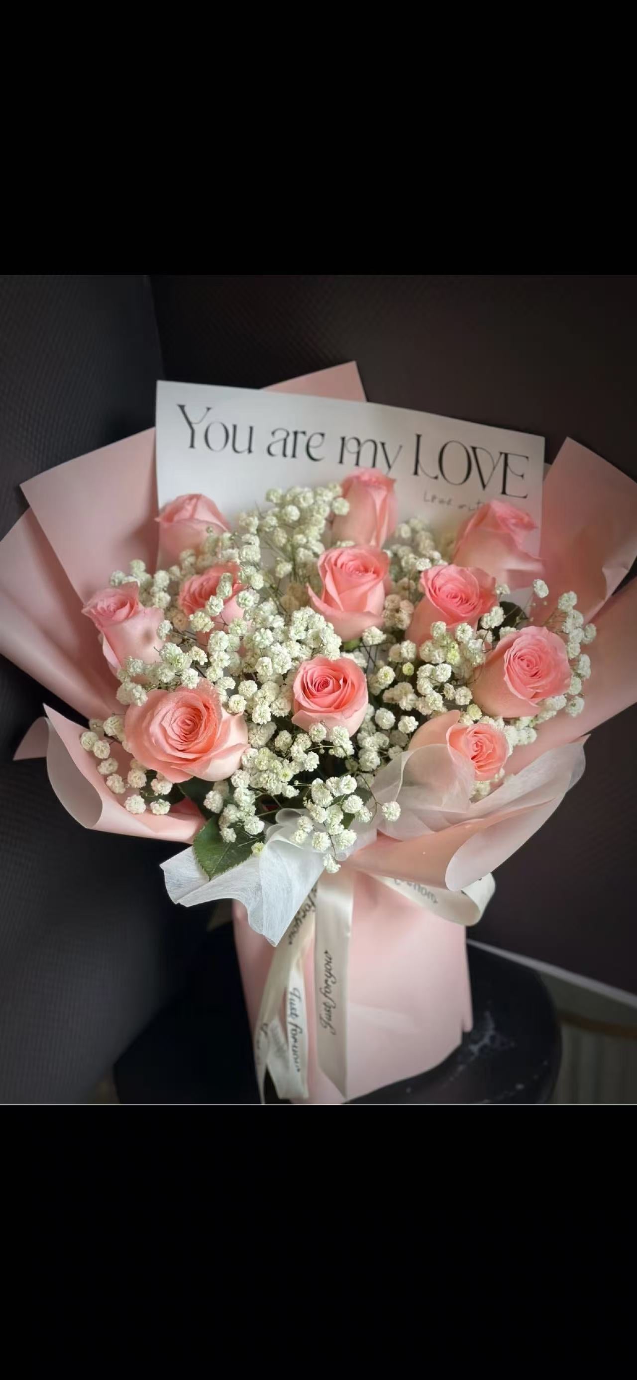 情人节粉玫瑰 Pink Rose Valentine's Bouquet Chinatown